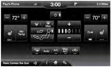 MyFord Touch (If Equipped) E146187 A B C D E F Power: Touch to turn the climate control system on and off. When the system is off, outside air is prevented from entering the vehicle.