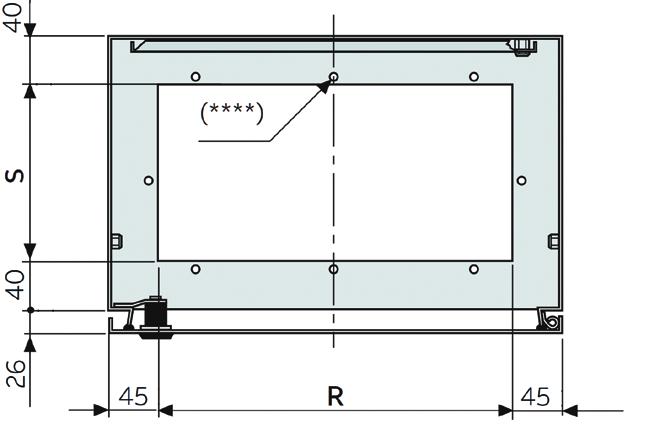 2 for enclosures with A from 803 to 1003 (F = 145 mm) (**)Copper plated stud on rear Only for enclosures with A = 1003 mm (***) M6 Copper plated stud on door n.