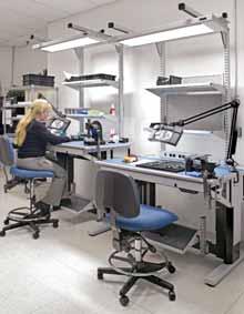 The work - station is ideally suited for repairing, testing, and assembling mechanical and electronic products and components.