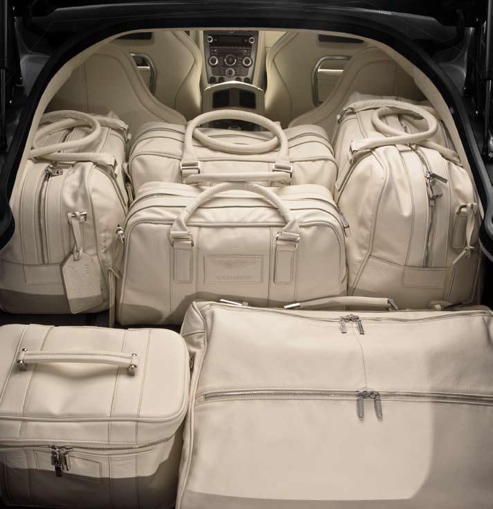 38 Aston Martin ACCESSORIES luggage Bespoke Aston Martin luggage is available as an accessory, designed specifically for the Rapide s luggage area.