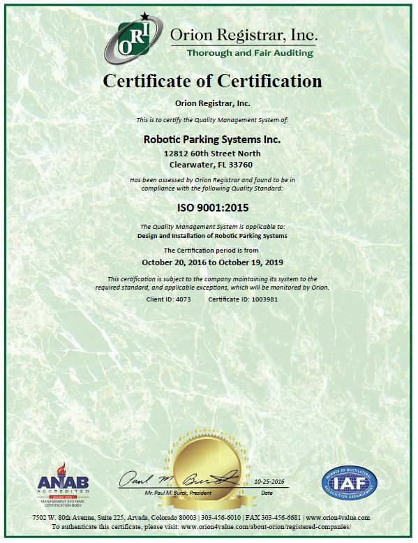 ISO 9001:2015 ISO 9001:2015 certified for
