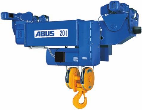 ABUS GM wire rope hoists for single-girder cranes Type E monorail hoist A compact designed monorail hoist with low headroom dimensions and two direct drive cross travel