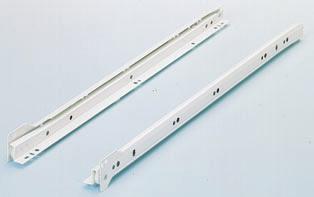 Roller runner system FR 40 with one-sided captive guide rail for screw-on assembly 7 runner lengths 300 600 mm Finish: white Load capacity 100 lbs K.C.M.A.