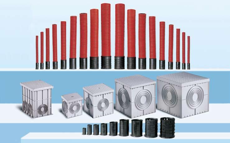 FU a n d PZ RANGE Cable duct and electrical box systems FU Range cable ducts: flexibility of use The special shape of the two walls of the FU cable ducts, made of PEHD and available in 10 diameters