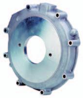 The FLE-PA mounting flange is made from glass fiber reinforced polyamide with high mechanical stability and thermal strength. The coupling hub with external curved teeth is made from steel.