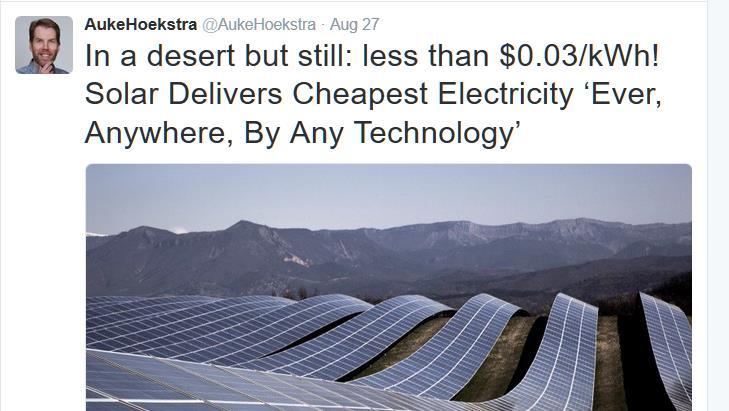 If you look at raw material cost, solar