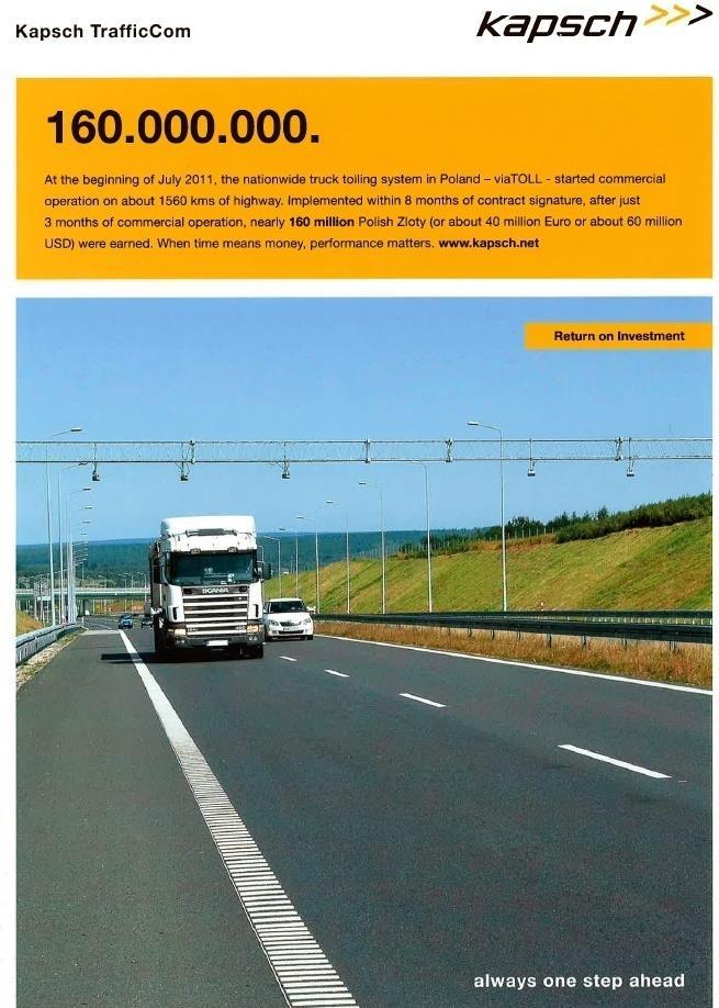 Applications of WIM Tolling by Weight Results from Poland, EU Commercial operations are underway on 1,560 kms of highway.