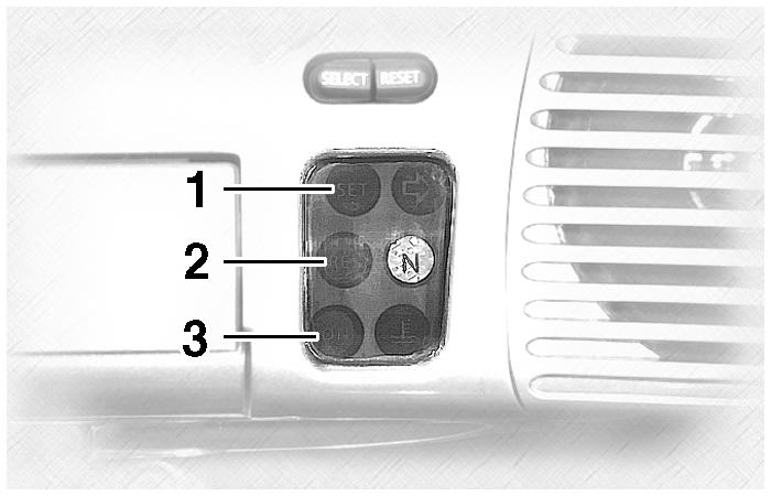 INSTRUMENT AND CONTROL FUNCTIONS 1. SET indicator light 2. RES indicator light 3. ON indicator light Pressing the cruise control switch once will change the speed in increments of 1.6 km/h (1 mi/h).
