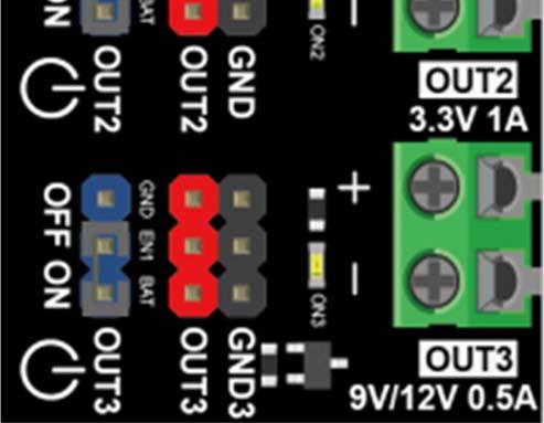 Connect any IO and GND pin of the controller to the EN and GND pin of the module respectively. When the IO pin is driven HIGH, the regulated output turns on. When driven LOW, the output turns OFF.