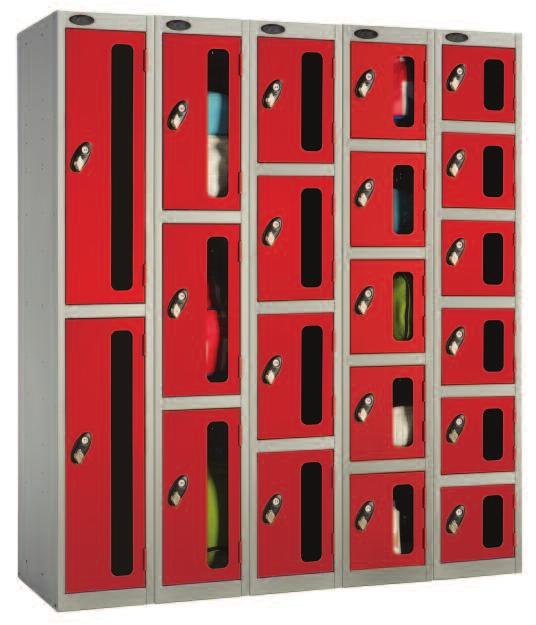 Hasp & Staple fitment also available. A SIZE TO SUIT Probe Clear Door Lockers come in a choice of three depths and five compartment heights to maximise your available space.