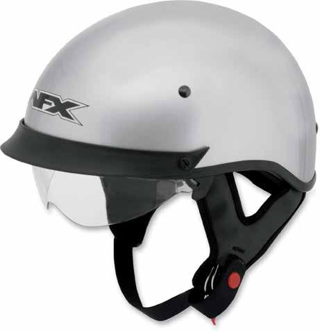 FX-72 ADULT HALF HELMET WITH FACE SHIELD 1 2 HELMET TECHNOLOGY 1 SHELL DESIGN An advanced aerodynamic shell design constructed using thermoplastic poly-alloy 2 INNER SUN