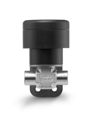 High-pressure normally closed air opens, spring closes. Actuator Types Standard valve contains fluorocarbon FKM O-ring, PTFE stem tip, and silicone-based lubricant.