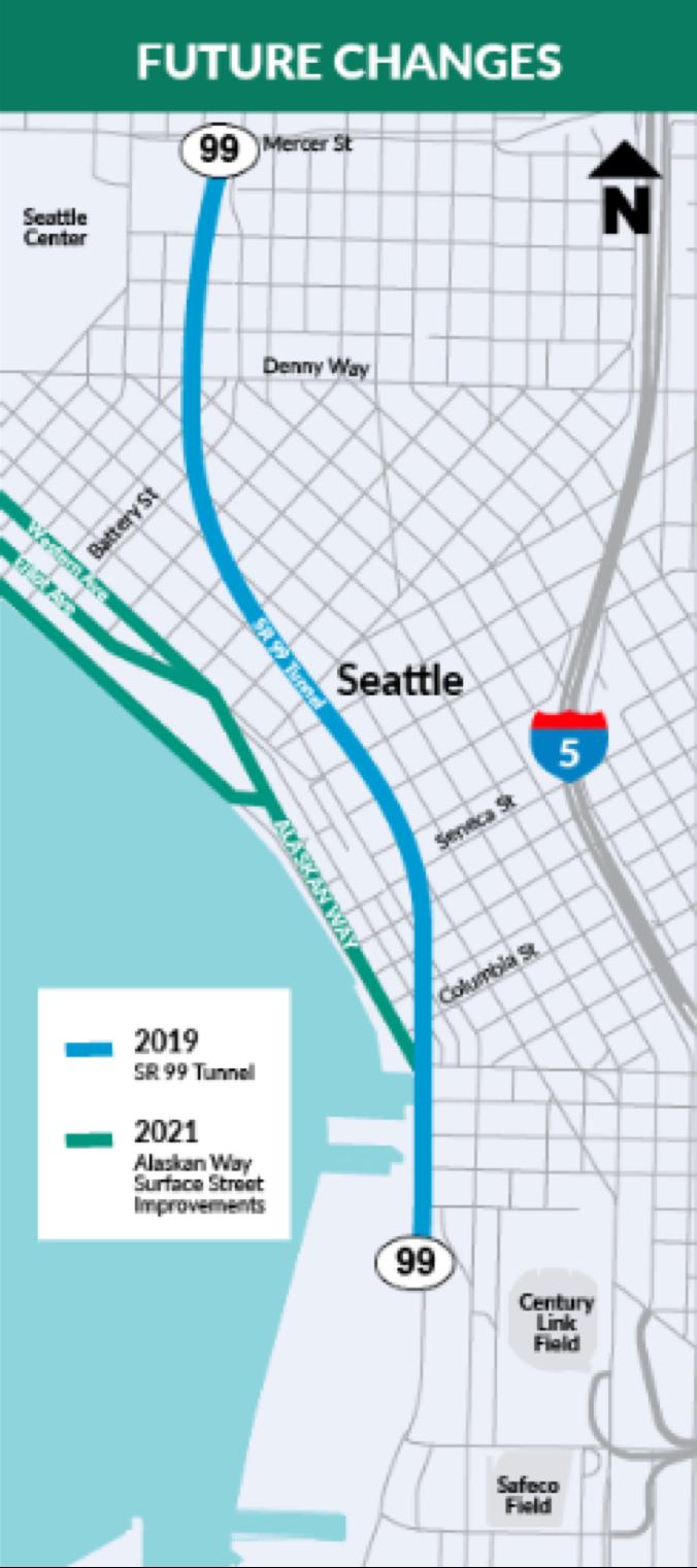 Seattle will experience ongoing change: Page 11 It will take time before traffic patterns settle out. Tolls range from $1 to $2.