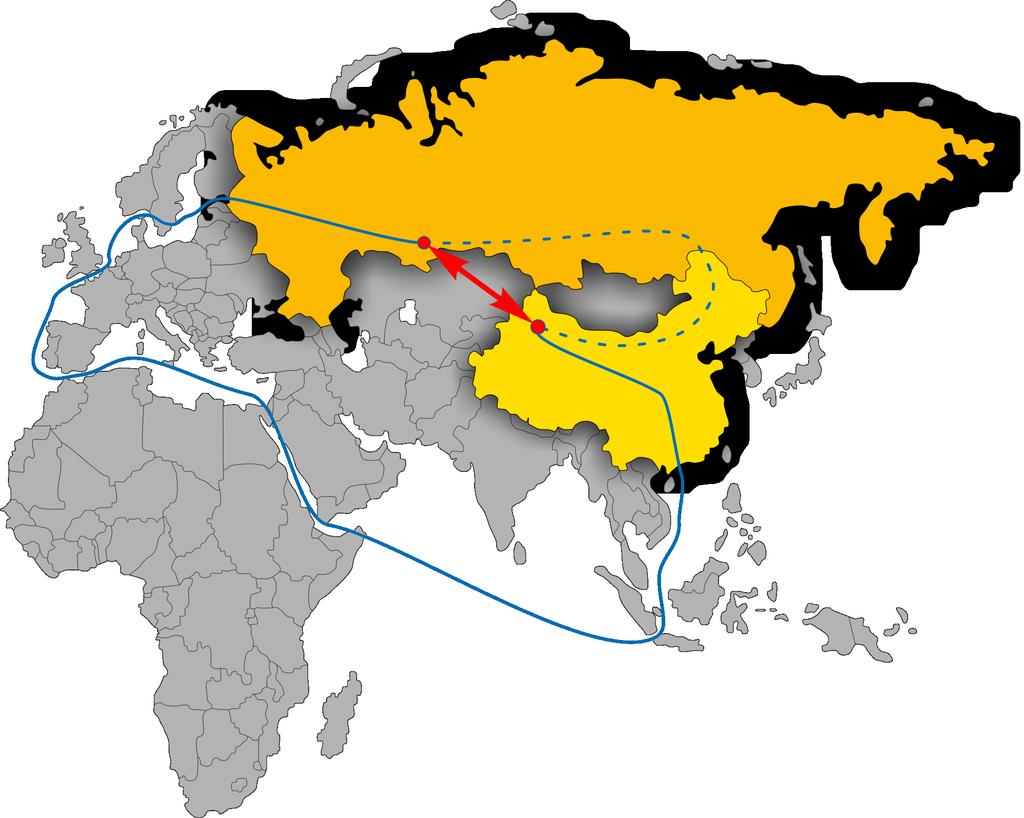 Transport and Logistics Center Creating of new international transport communication China-Kazakhstan-Chelyabinsk region-western Europe RUSSIA Chelyabinsk Region Transsib-Route Distance: Time: 12 000