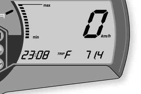 CONTROLS 30 5.21Combination instrument - TRIP F display If the fuel level drops to the reserve mark, the display automatically changes to TRIP F and starts to count from 0.