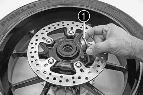 WHEELS, TIRES 108 12.4Installing the rear wheelx Warning Danger of accidents Reduced braking efficiency due to oil or grease on the brake discs.