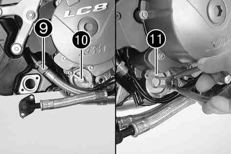 700615-10 700617-10 Remove screw connections and move the oil line to one side. Remove screws. Take off oil filter cover with the O-ring.