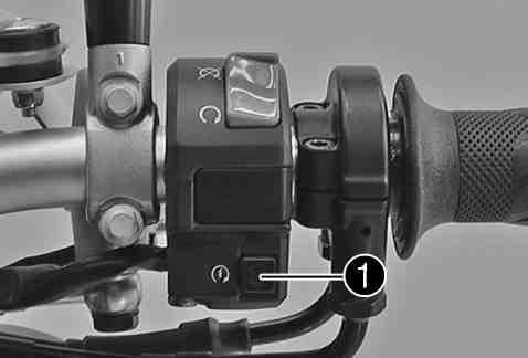 CONTROLS 35 5.11Electric starter button The electric starter button is fitted on the right side of the handlebar.