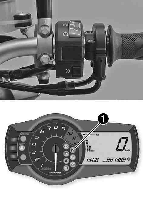 RIDING INSTRUCTIONS 58 Press the emergency OFF switch into the position. Switch on the ignition by turning the ignition key to the ON position.