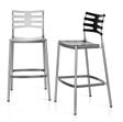 (stackable) or a bar stool The chair has a grey frame made of satin matt aluminium with a coating The legs and back brackets are made of natural anodised aluminium The series also include a line of