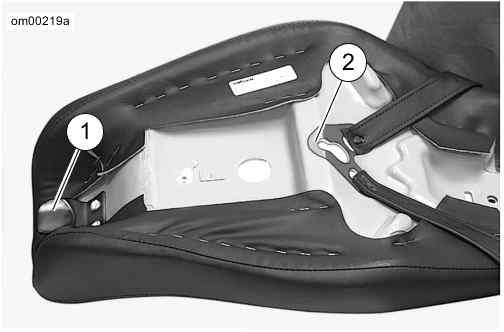 1. Connection point 2. Keyhole Seat: Sportster Models Motorcycle Storage Placing Motorcycle in Storage Proper storage is important for the trouble free operation of your motorcycle.