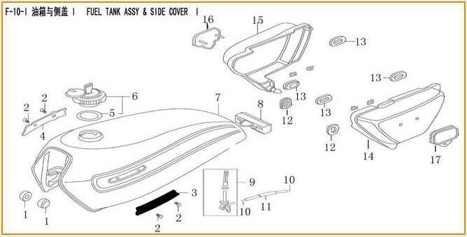 ML125-5 Frame Parts 125510-1 Front Cushion, Fuel Tank 125510-2 Screw ST3.