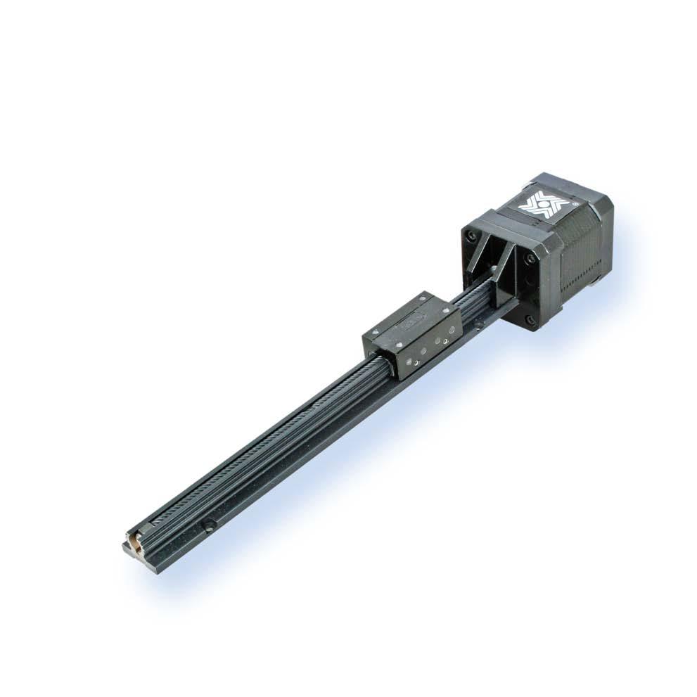 RGS04 Motorized with 43000 Series Size 17 RGS04 Linear Rail with 43000 Series Size 17 Single Stack or Double Stack Linear Actuator Stepper Motors RGS04 linear rails are available with the following
