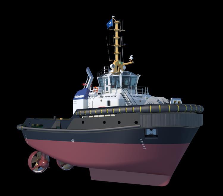stability and dry working decks Shaped aft ship