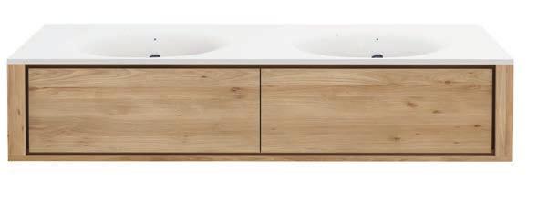 QUALITIME BATHROOM QUALITIME SOLID SURFACE TOP 1 integrated washbasin, with overflow 91 / 121 58160 91 55 13 cm - 35 22 5 58161 121 55 13 cm - 47 22 5 55 QUALITIME HANGING STRUCTURE OAK 100% 1 drawer