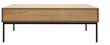 WHITEBIRD COFFEE TABLE OAK 100% 2 drawers, black metal legs 51459 70 70 36 cm - 28 28 14 51460 100 100 36 cm