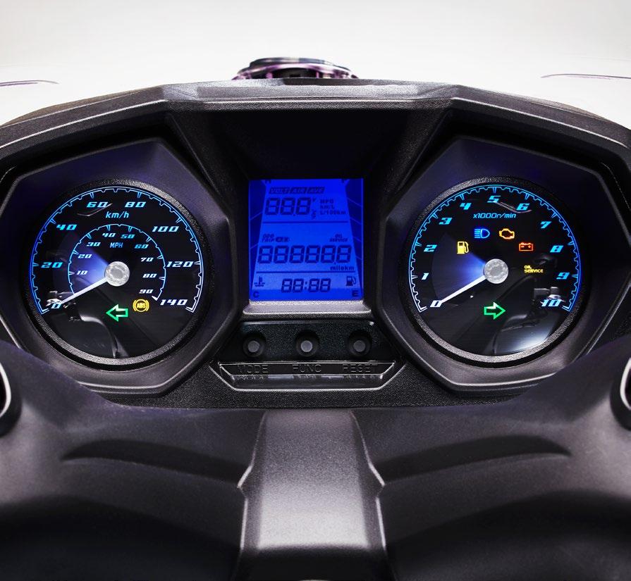 Page 13 Blue backlight LCD dashboard emphasizes hightech appearance USB charging port in left side