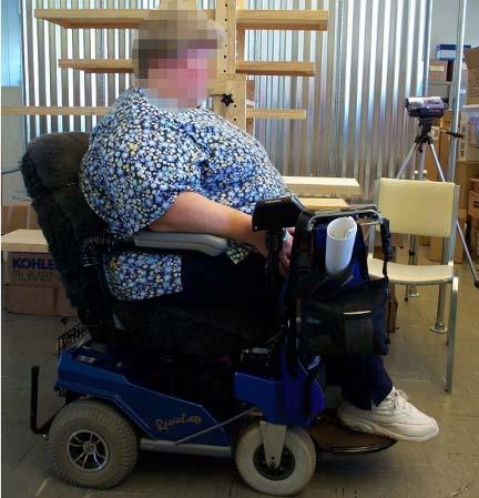 Power chair user with a large