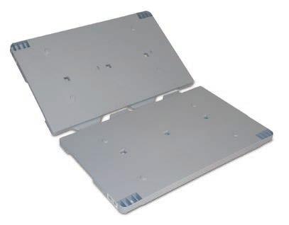 Trays Internal dimensions Version 800 x 800 x 95 mm 103-88010-1 790 x 790 mm tray for holding cardboard packaging in the picking area, reinforcement of the tray possible using steel tubes 1220 x 1016