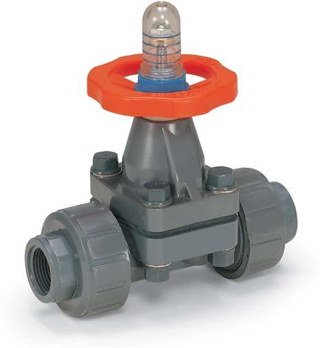 DAB Series True Union Diaphragm Valves 1/2" TO 2" PVC AND CPVC PVC and CPVC Position Indicator Sure-Grip Handwheel Choice of FPM, or PTFE Diaphragms* Electric or Pneumatic Actuation PVDF Vapor