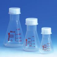 Griffin beakers (PMP) Printed, red scale, glass-clear. In 14 sizes from 10 to 5,000 ml.
