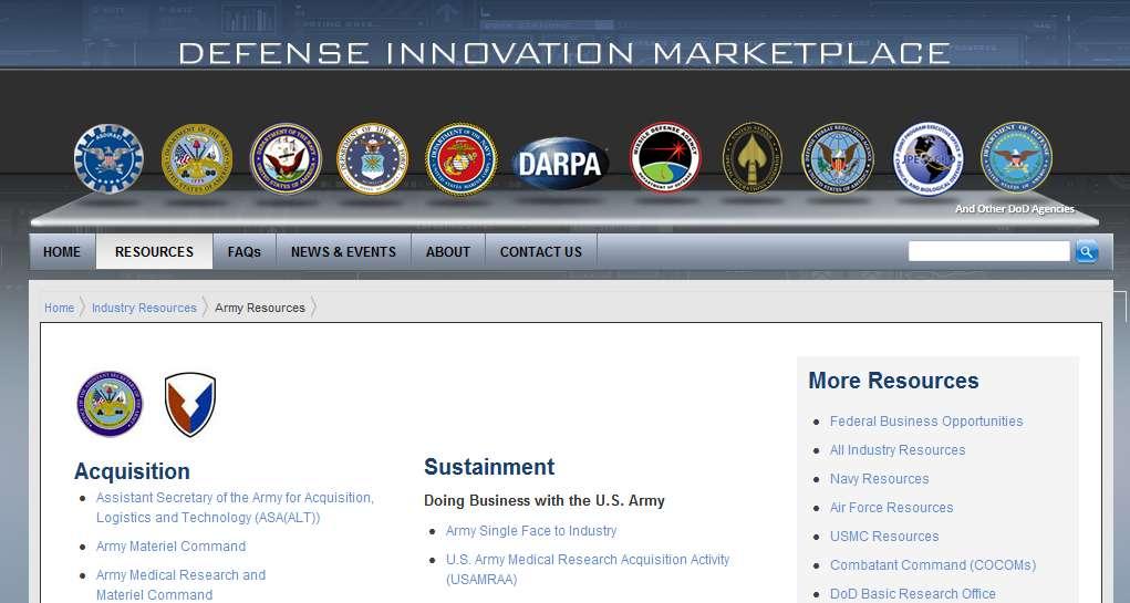 WebPortal for Army wide Industry Engagement Defense Innovation