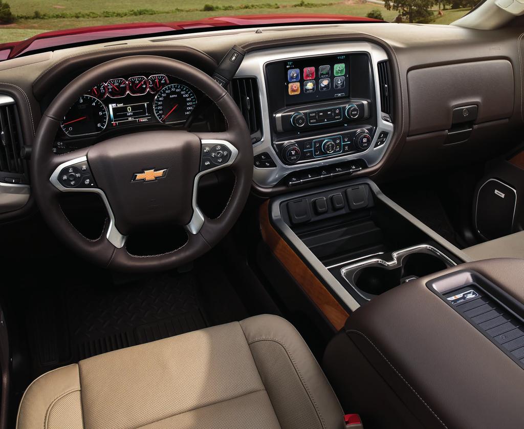 2500HD Crew Cab LTZ interior in Dune with perforated leather appointments and Cocoa accents. ALL-DAY DRIVING COMFORT.
