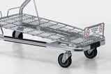 extended the basket volume is increased from 46 to 82 litres. When the trolley is nested the basket automatically retracts.