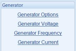Edit Generator 2.7 GENERATOR The Generator section is subdivided into smaller sections. Select the required section with the mouse. 2.7.1 GENERATOR OPTIONS Click to enable or disable alternator functions.
