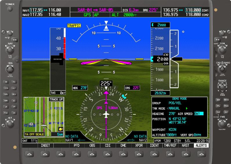 The aircraft is shown on the third search leg with the autopilot in NAV mode.