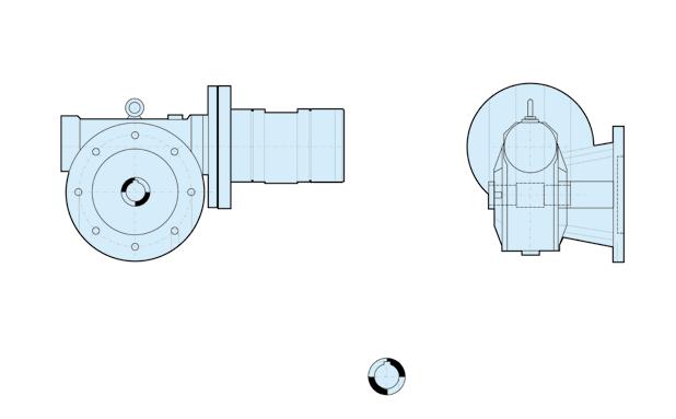 Dimensions (mm) G: Motor with worm gear, flange mounting A3 A2 A8 A6 A7 B2 B1 B4 B5 A5 A4 A9 0 1 C1 C2 Lifting lug only fitted to P1V-A260G0008 P1V-A360G0006 C3 As standard, the motor has a hollow