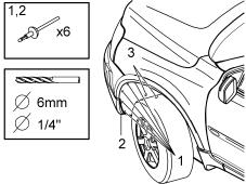 27 Applies to cars with accessory side trim Note! The side trim on the front wing must not be removed.