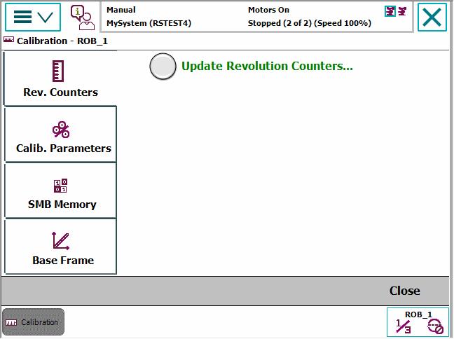 5 Calibration 5.3 Updating revolution counters 3 This step is valid for RobotWare 6.02 and later.