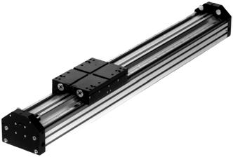 External guides for heavy loads over long distances Rigid, reinforced aluminium profile provides greater load support T-slots in the outer profile enable individual mounting options Precision