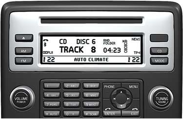 AUDIO SYSTEM 6 5 7 4 3 Press for ON/OFF Turn to adjust the volume Radio, TP, Handsfree* and RTI volume are stored individually for the next time they are used. Select AM,FM,FM,CDor MODE.