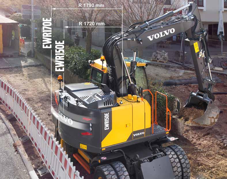 Short swing performance Swing into action, and take on the jobs that a conventional excavator can t, with improved lifting capacity, so you won t have to compromise on reach, lifting or digging