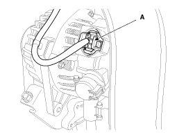 (1) The intake OCV (Oil control valve) connector (A) (2) The exhaust