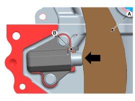 CAUTION: When reinstall the tensioner, check the ratchet function of the tensioner after removing the fixing pin by retracting the tensioner arm (A) maximally as shown below.