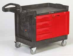 Features locking cabinet doors and 10 cm deep drawers for versatile tool and supply storage and organisation. Drawers feature commercial quality, ball bearing slides.
