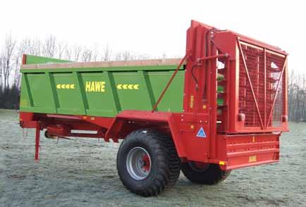 Manure spreader with vertical rotors For farms applying farmyard manure only, HAWE offers manure spreaders with capacities from 7.5 to 19 cubic metres.
